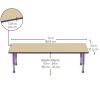 30" x 72" Rectangle Activity Table with Adjustable Chunky Legs - Maple/Purple