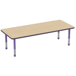 30" x 72" Rectangle Activity Table with Adjustable Chunky Legs - Maple/Purple
