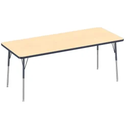 30" x 72" Rectangle Activity Table with Adjustable Swivel Glide Legs - Maple/Navy