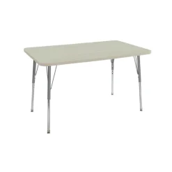 30" x 60" Rectangle Activity Table with Adjustable Swivel Glide Legs - Sanddrift/Silver