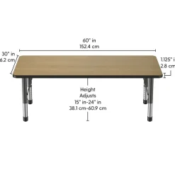 30" x 60" Rectangle Activity Table with Adjustable Chunky Legs - Pasadena Oak/Black