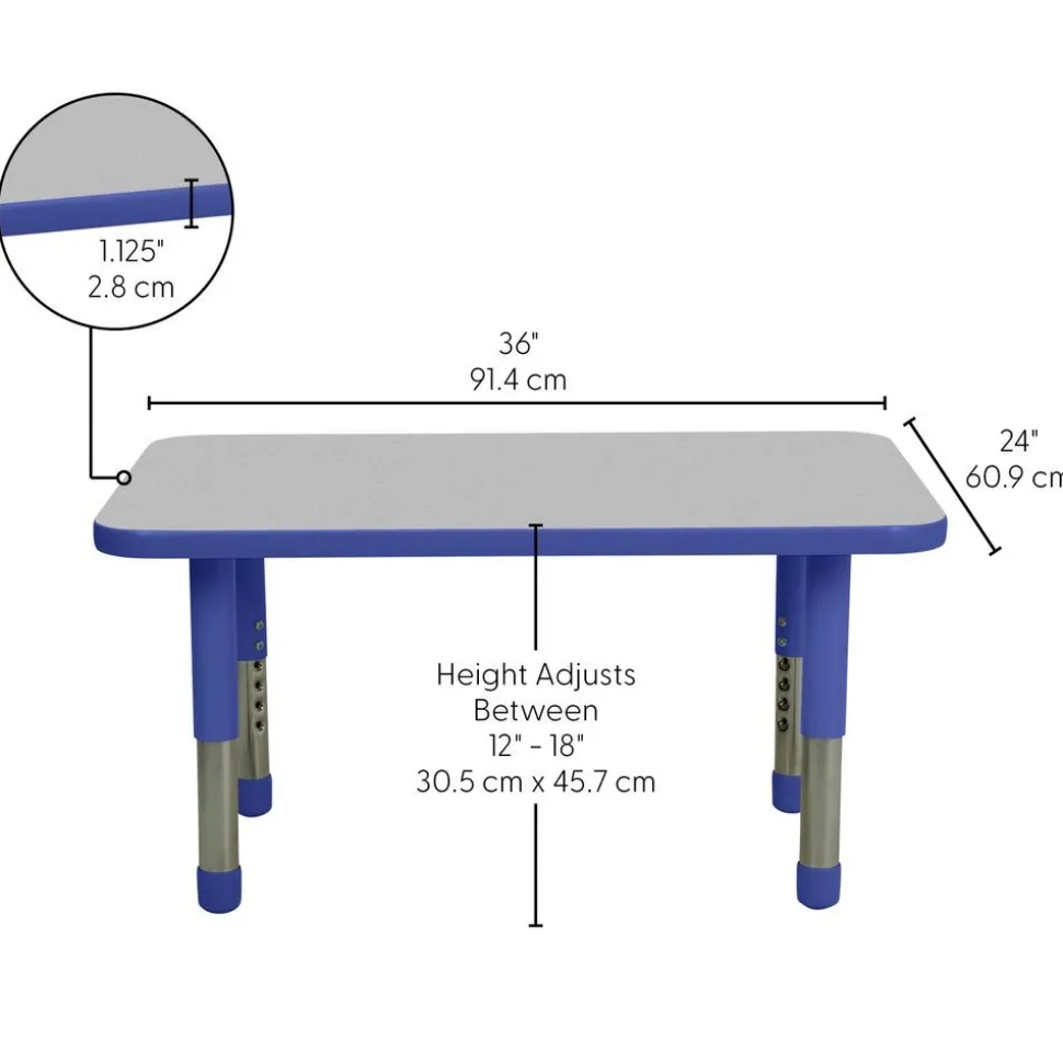 24" x 36" Rectangle Activity Table with Adjustable Tiny Tot Legs - Gray/BLue