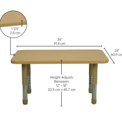 24" x 36" Rectangle Activity Table with Adjustable Tiny Tot Legs - Maple/Maple