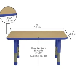 24" x 36" Rectangle Activity Table with Adjustable Tiny Tot Legs - Maple/Blue