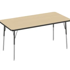 30" x 60" Rectangle Activity Table with Adjustable Swivel Glide Legs - Maple/Black