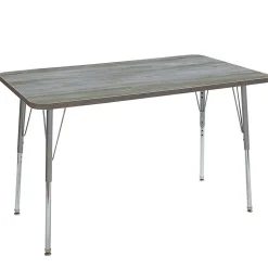 24" x 48" Rectangle Activity Table with Adjustable Swivel Glide Legs - Light Gray Wood/Silver