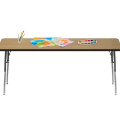24" x 72" Rectangle Activity Table with Adjustable Swivel Glide Legs - Pasadena Oak/Black