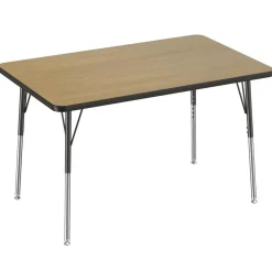 30" x 48" Rectangle Activity Table with Adjustable Swivel Glide Legs - Pasadena Oak/Black