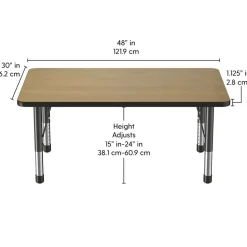 30" x 48" Rectangle Activity Table with Adjustable Chunky Legs - Pasadena Oak/Black