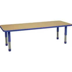 24" x 60" Rectangle Activity Table with Adjustable Tiny Tot Legs - Maple/Blue