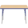 24" x 48" Rectangle Activity Table with Adjustable Swivel Glide Legs - Maple/Blue