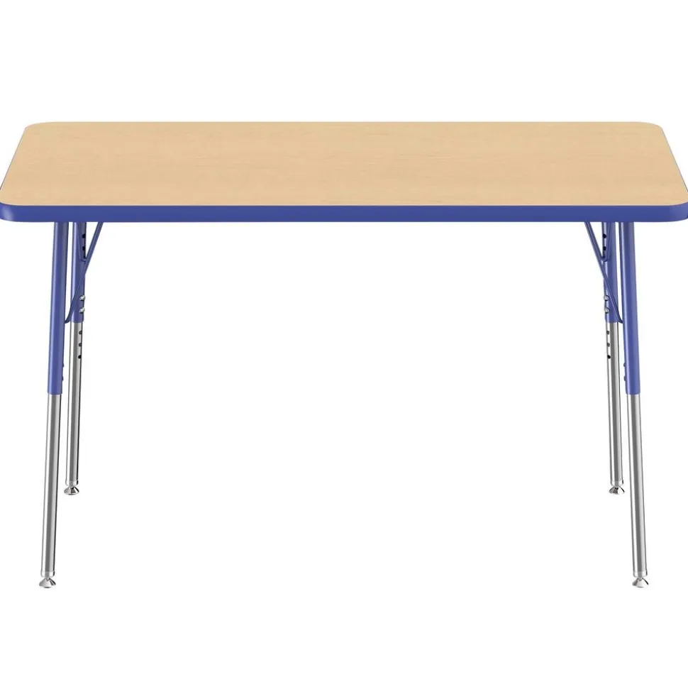 24" x 48" Rectangle Activity Table with Adjustable Swivel Glide Legs - Maple/Blue