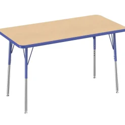 24" x 48" Rectangle Activity Table with Adjustable Swivel Glide Legs - Maple/Blue
