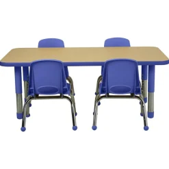 24" x 48" Rectangle Activity Table with Adjustable Tiny Tot Legs - Maple/Blue