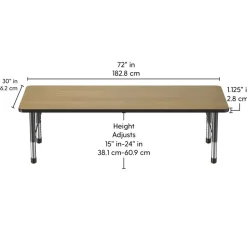 30" x 72" Rectangle Activity Table with Adjustable Chunky Legs - Pasadena Oak/Black