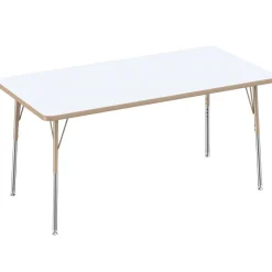 30" x 60" Rectangle Dry-Erase Activity Table with Adjustable Swivel Glide Legs - White/Maple
