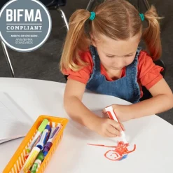 30" x 48" Rectangle Dry-Erase Activity Table with Adjustable Swivel Glide Legs - White/Maple