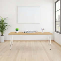30" x 72" Rectangle La Madera Activity Table with Standard Legs - Maple/White