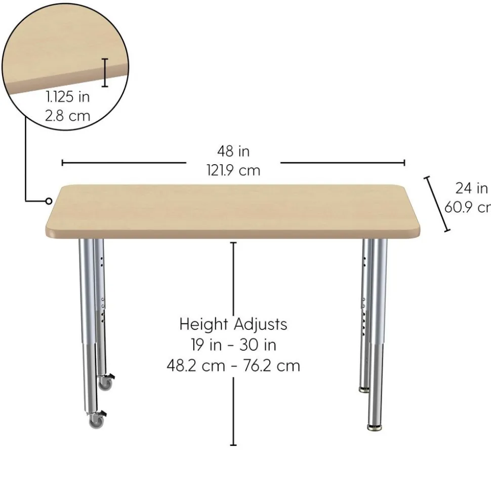 24" x 48" Rectangle La Madera Activity Table with Adjustable Super Legs - Gray Wood/Silver