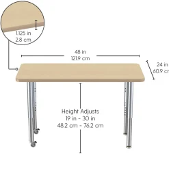 24" x 48" Rectangle La Madera Activity Table with Adjustable Super Legs - Light Gray Wood/Silver