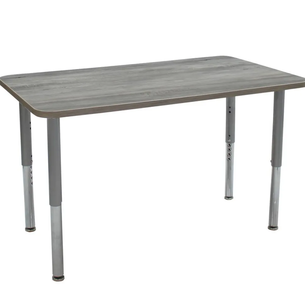 24" x 48" Rectangle La Madera Activity Table with Adjustable Super Legs - Light Gray Wood/Silver