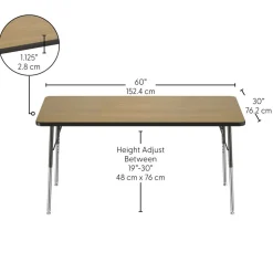 30" x 60" Rectangle Table with Adjustable Swivel Glide Legs - Pasadena Oak/Black