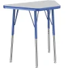 18" x 30" Trapezoid Table with Adjustable Swivel Glide Legs - Gray/Blue
