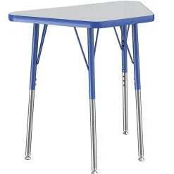 18" x 30" Trapezoid Table with Adjustable Swivel Glide Legs - Gray/Blue
