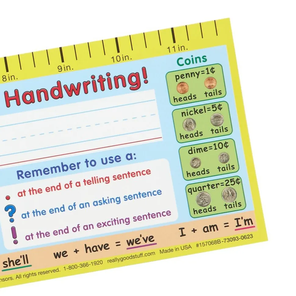Zaner-Bloser First Grade Two-Sided Cardstock Desktop Helpers™ with Testing Inserts - Set Of 12