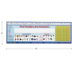 Zaner-Bloser First Grade Two-Sided Cardstock Desktop Helpers™ with Self-Adhesive Sleeves and Testing Inserts - Set Of 12