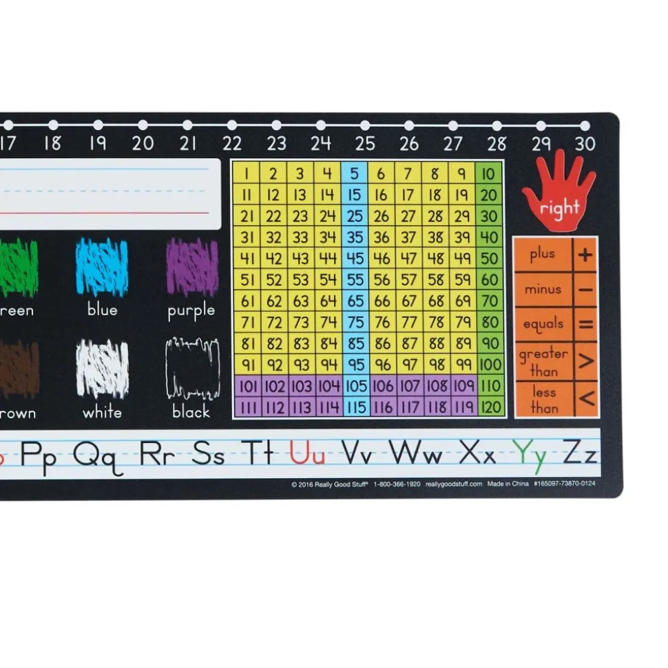 Zaner-Bloser 120 Grid with Number Line Self-Adhesive Deluxe Plastic Desktop Helpers™ - Set Of 24