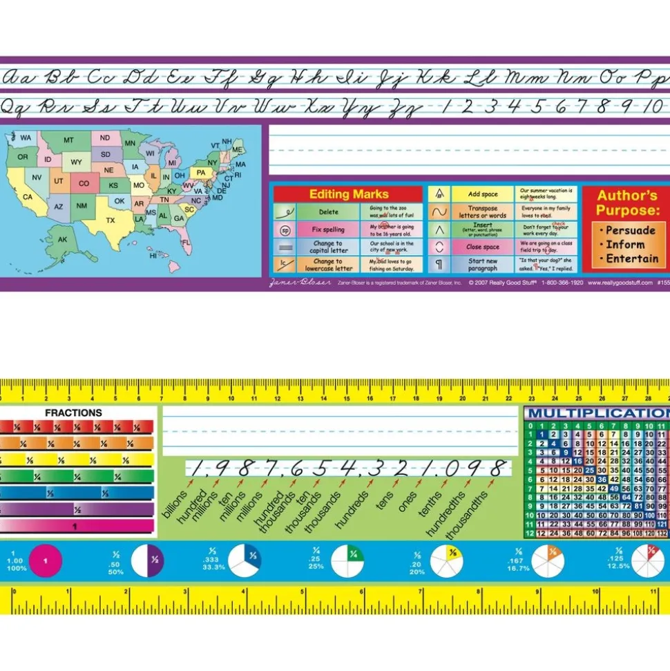 Zaner-Bloser Intermediate Two-Sided Cardstock Desktop Helpers™ with Self-Adhesive Sleeves and Testing Inserts - Set Of 12